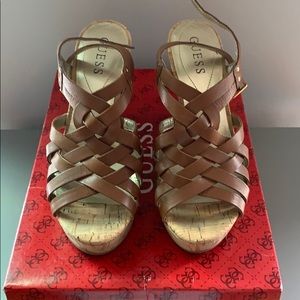 Guess leather wedge sandals
